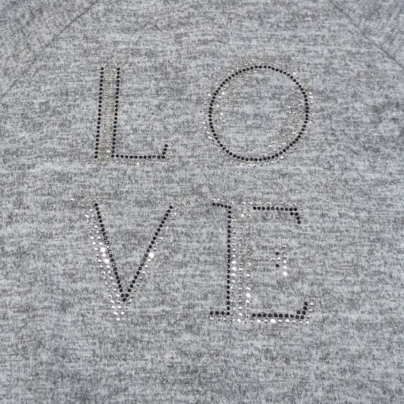SJS Womens Gray Love Rhinestone Hoodie Plus Size 1X - Picture 6 of 7